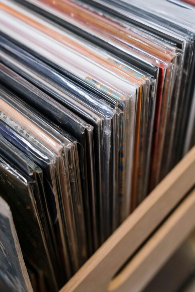 Vinyl record bins inside Main Street Vinyl Downtown Burlington NC